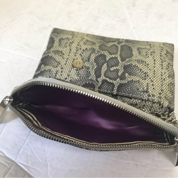 HENRI Bendel NEW The DEB Leather Wristlet Clutch Bag Snake Print Multi Zipper - Picture 12 of 16